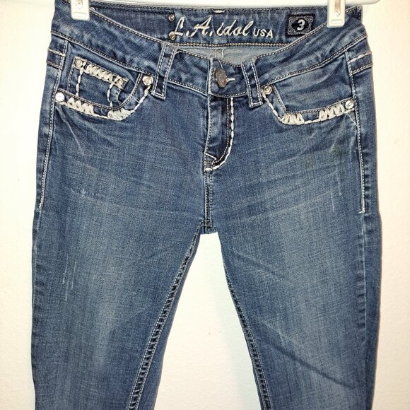 L.a.Idol USA Flap Pocket Embroidered Rhinestone Jeans - Picture 9 of 14
